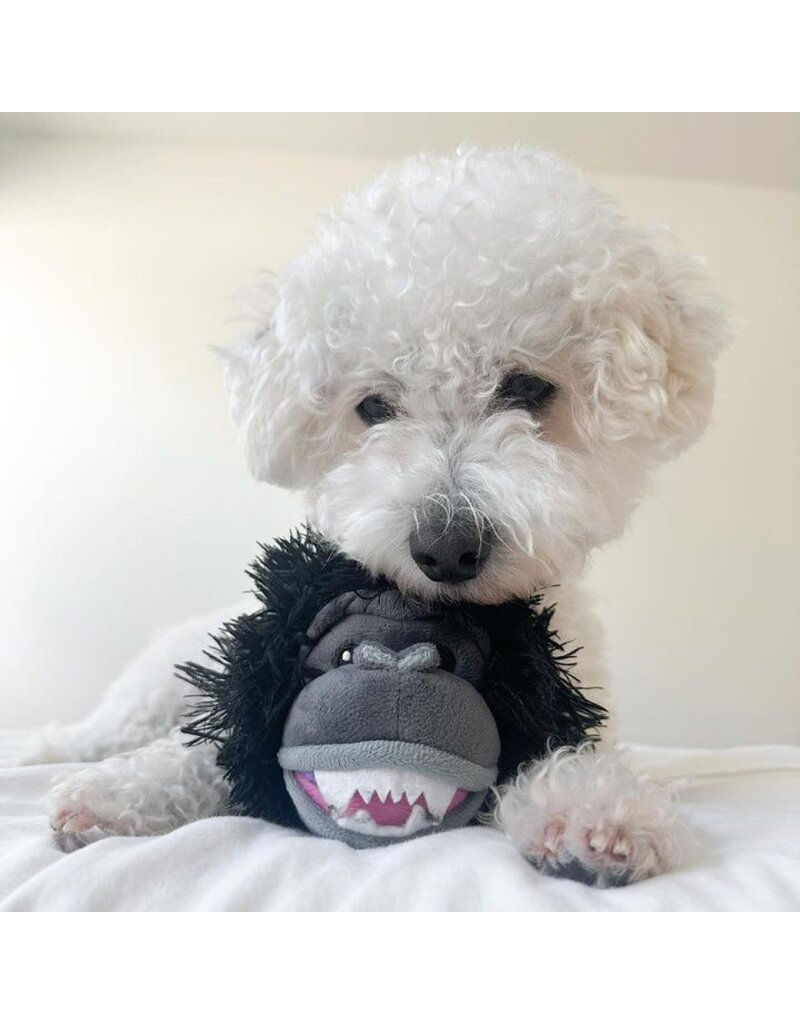 Thumbnail: Tall Tails Gorilla Head 2-in-1 Fetch Ball Dog Toy with a playful yeti design and durable, textured surface for fetching