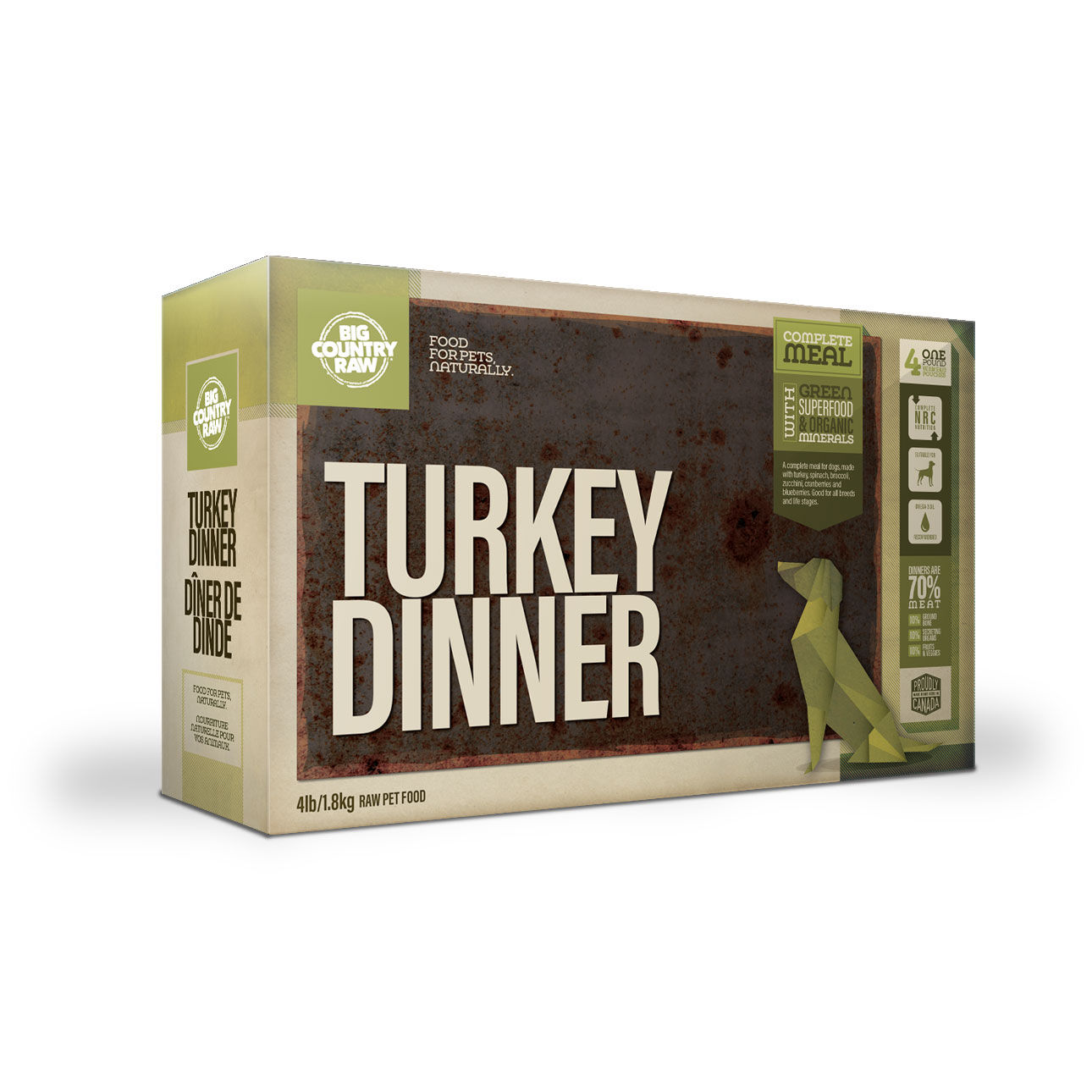 Big Country Raw Turkey Dinner featuring fresh, raw turkey chunks and natural ingredients, crafted for a healthy raw meal