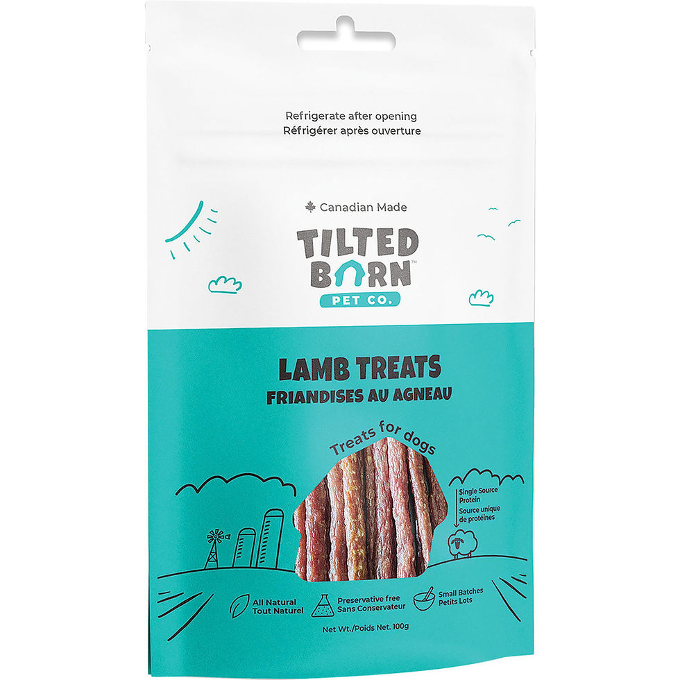 Tilted Barn's Fresh Lamb Treats are healthy, soft meaty treats for dogs and cats of all ages and sizes.