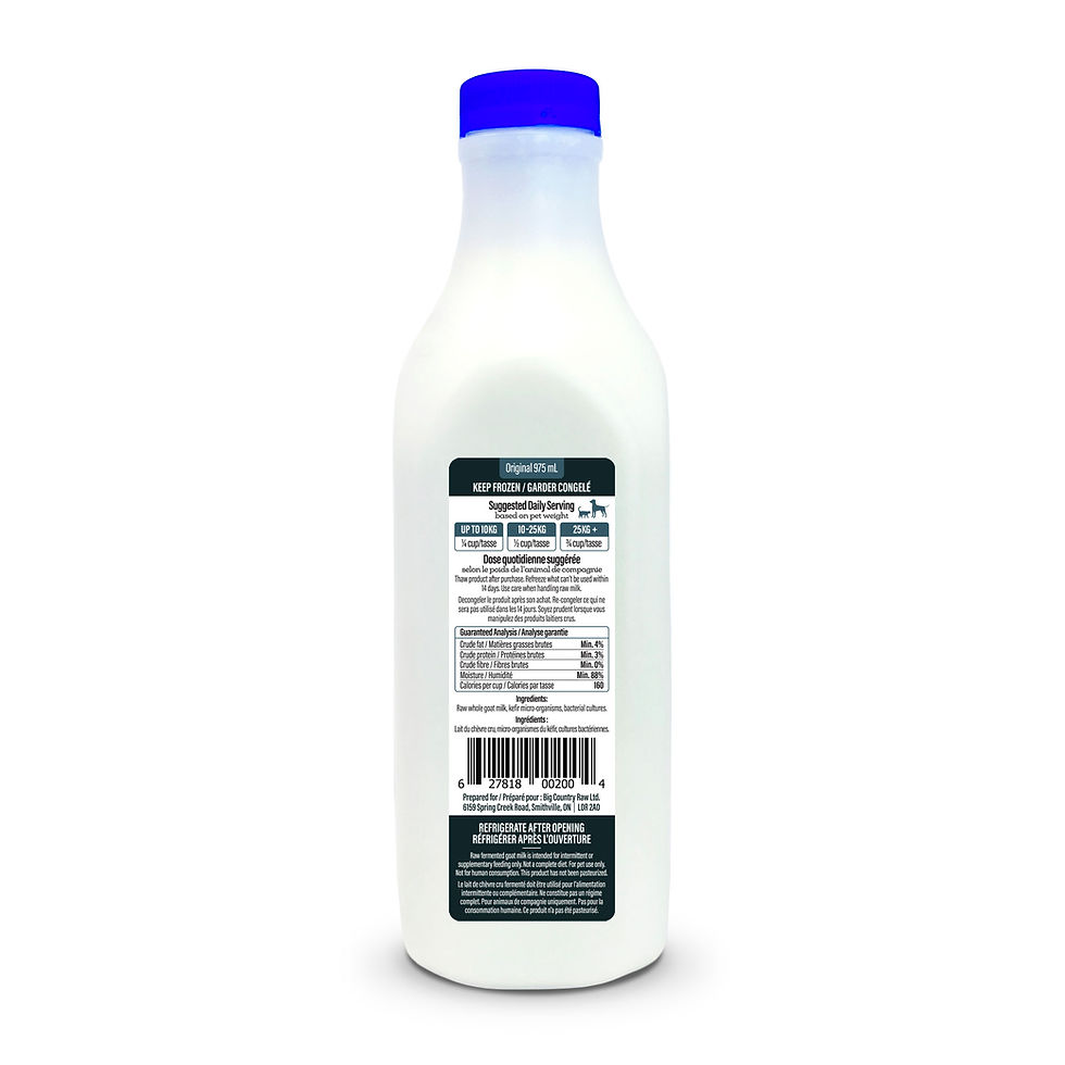 Thumbnail: Big Country Raw Goat's Milk, a probiotic-rich and nutritious supplement for pets, promoting gut health and digestion.