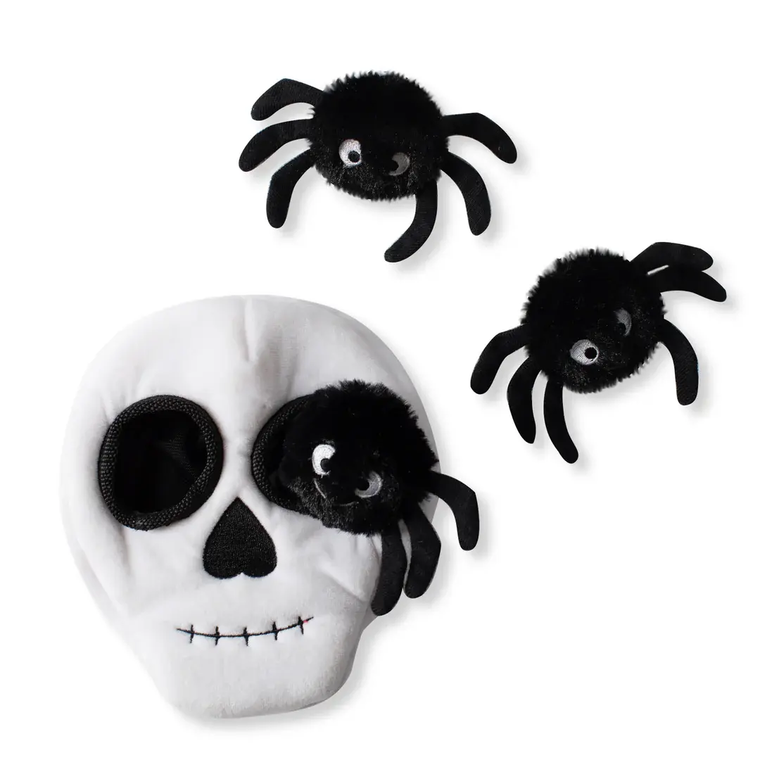 Fringe Pet 'Mr. Bones and Spiders' Hide and Seek Dog Toy – interactive hide-and-seek toy with plush bones and spiders.