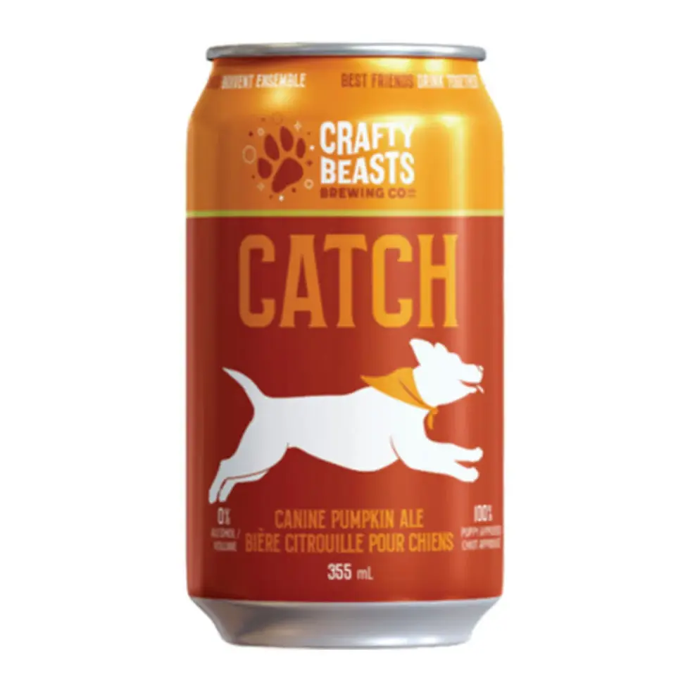 Thumbnail: Crafty Beasts Brewing Co. Catch Canine Pumpkin Ale, a dog-friendly beer with all-natural ingredients, designed for dogs