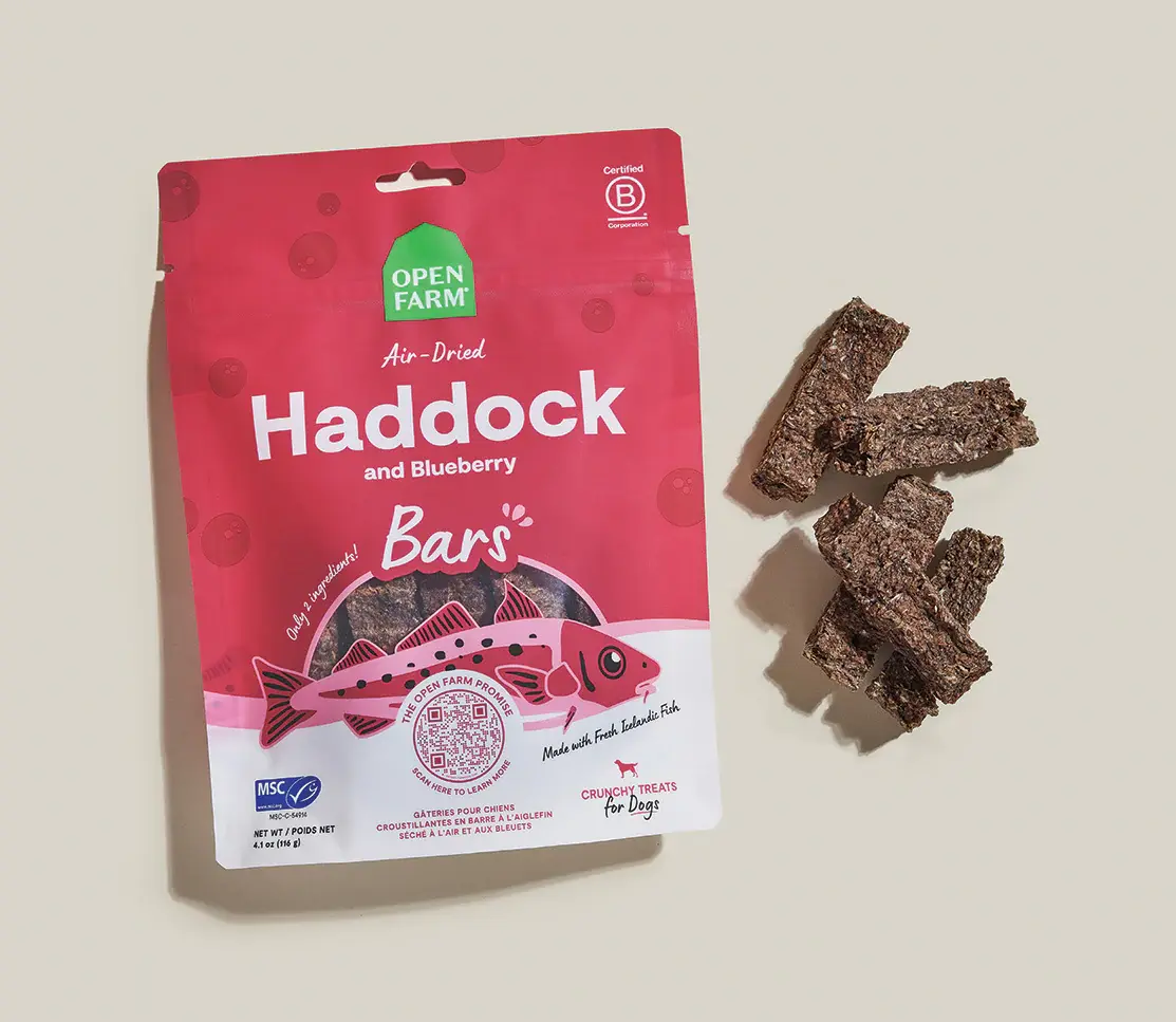 Open Farm Icelandic Air-Dried Haddock & Blueberry Dog Treat Bars