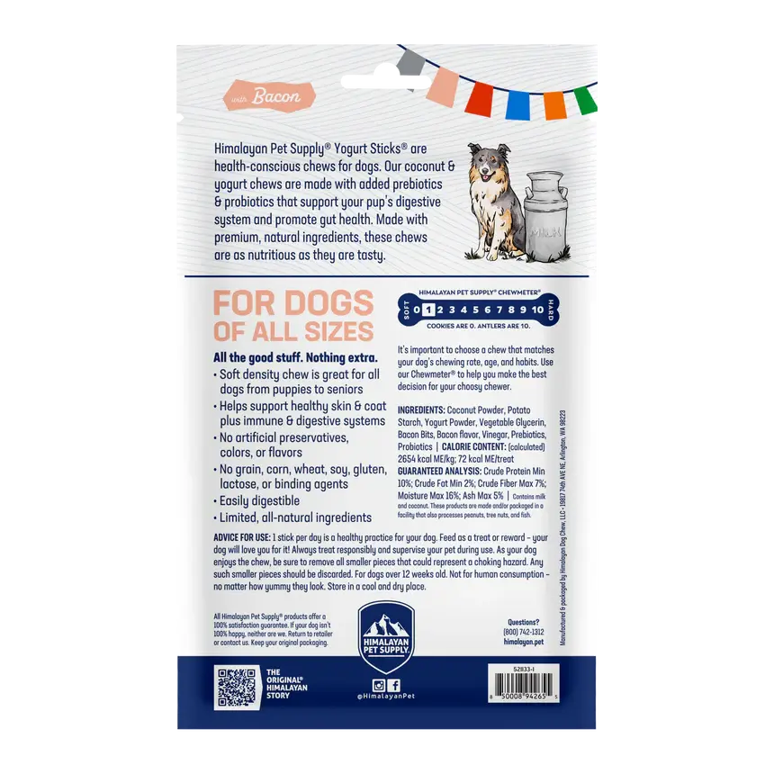 Thumbnail: Himalayan Pet Bacon Yogurt Sticks, tasty and natural dog chews, available at CHOW Bella Pet Health Store