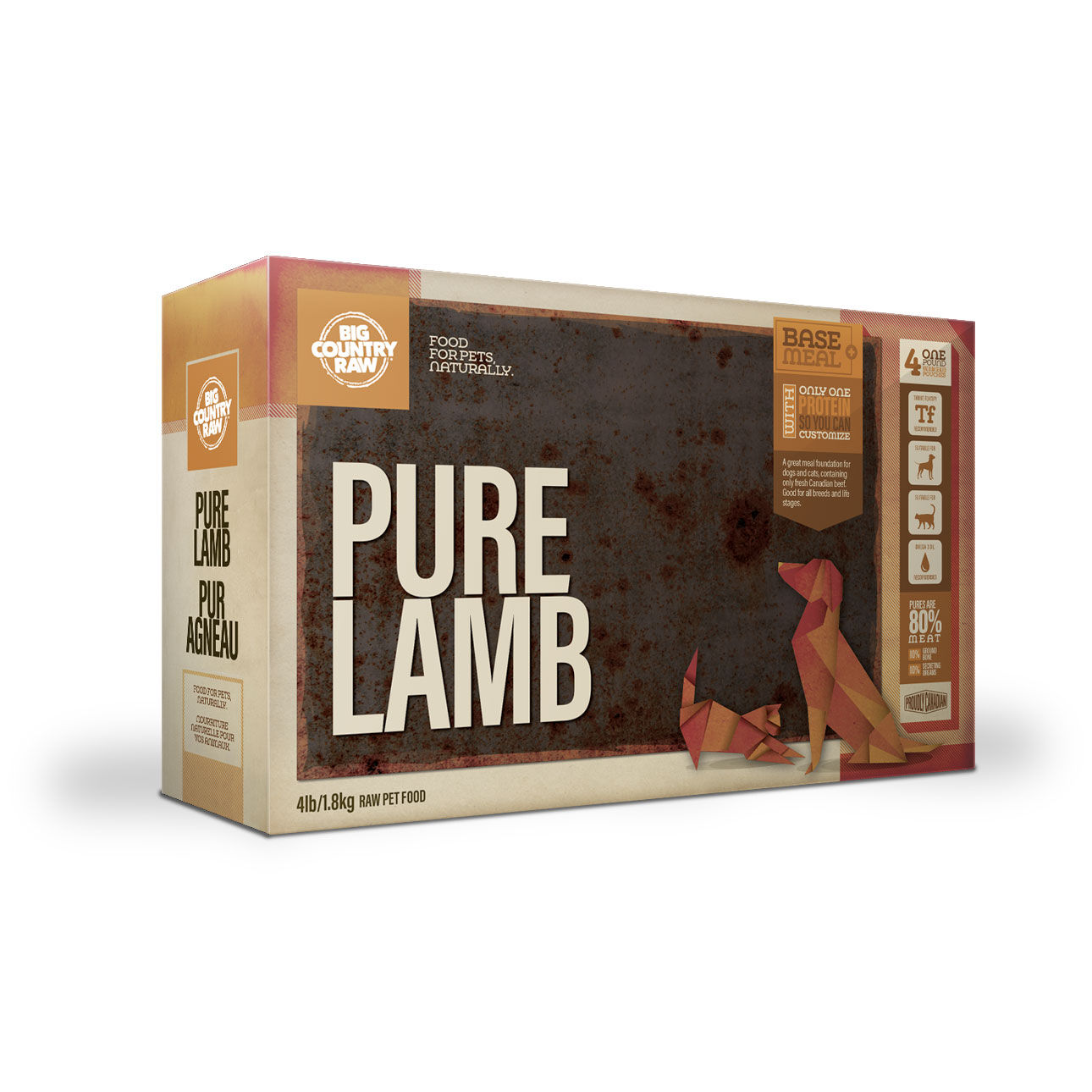 Big Country Raw Pure Lamb featuring fresh, raw lamb cuts and natural ingredients, crafted for a healthy raw meal