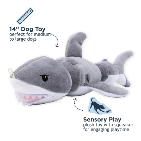 Thumbnail: Tall Tails Jointed Plush Shark Dog Toy