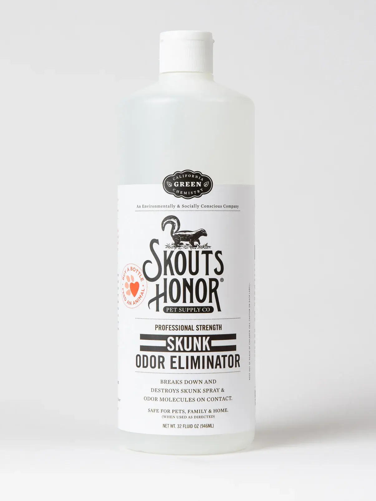 Skout's Honor Skunk Odor Eliminator - effective solution to neutralize skunk odors on pets and surfaces.