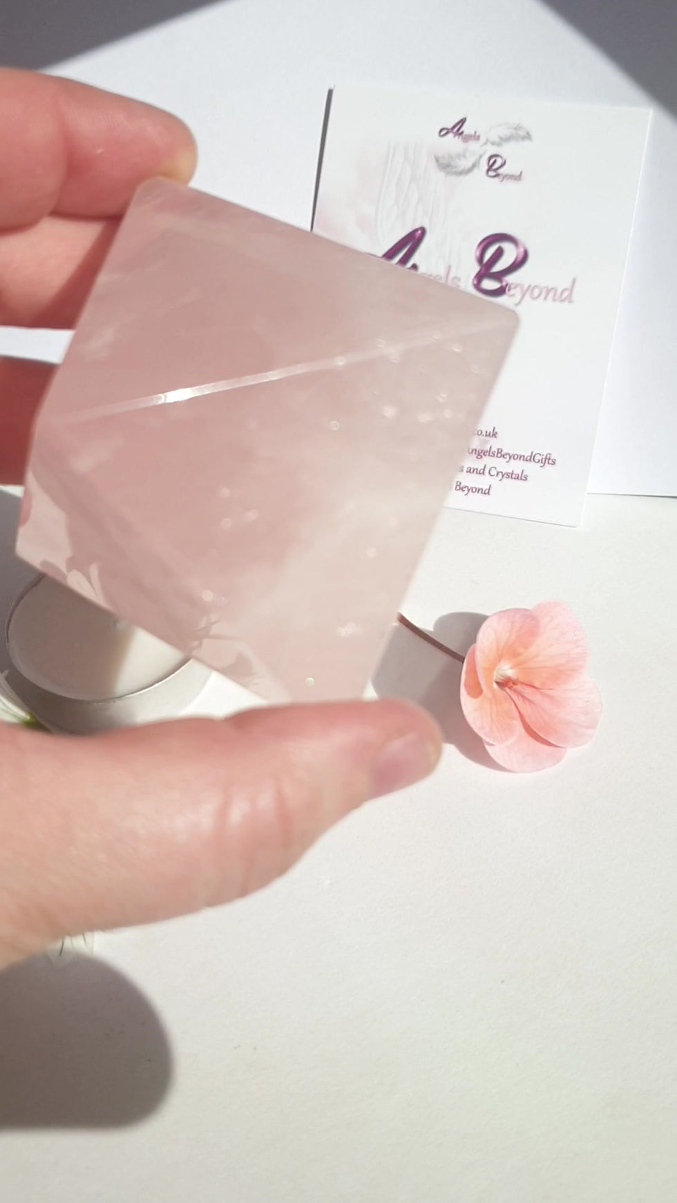 Thumbnail: Rose Quartz Double Pyramid Octahedron Meditation Crystal/ Natural Rose Quartz Pl
