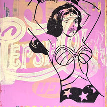 Peter Mars silkscreen print featuring Wonder Woman, titled "Rise Up, Baby"