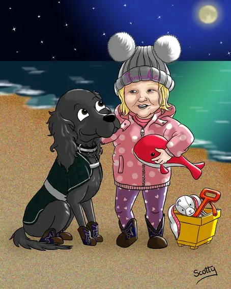 Little girl and dog portrait