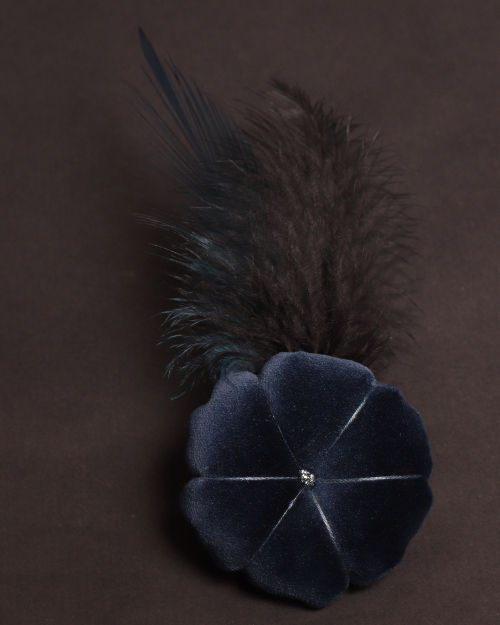 Thumbnail: Velvet Brooch - Large Flower, Dark