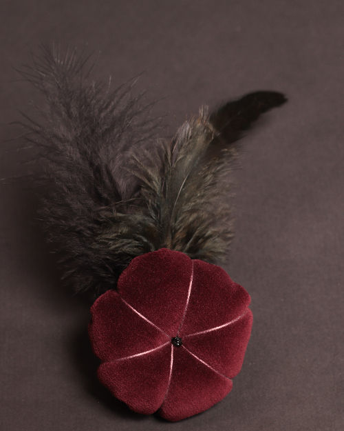 Thumbnail: Velvet Brooch - Large Flower, Dark