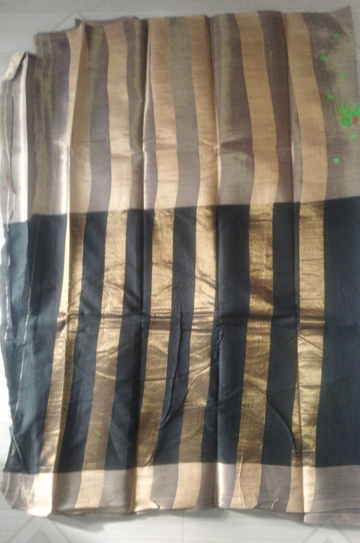 Thumbnail: Mercerised Cotton Sarees with Wide Border and Leaf Motif
