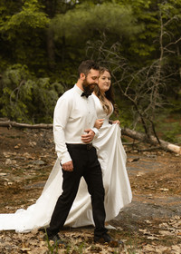 outdoor wedding, couple walking the aisle