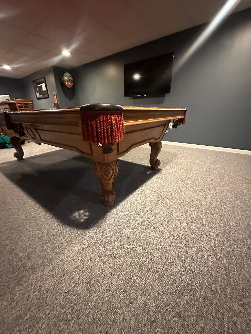 Thumbnail: 9ft Olhausen carved oak pool table