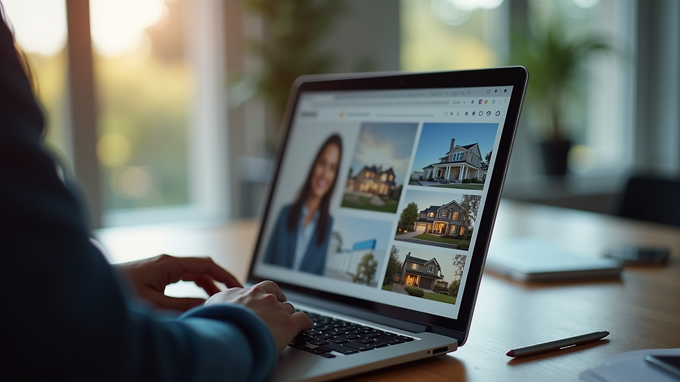 Close-up view of a laptop screen showing real estate agent profiles