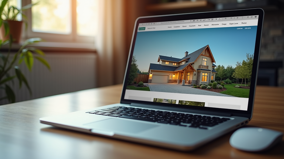 Close-up view of a laptop screen showing a real estate matching website