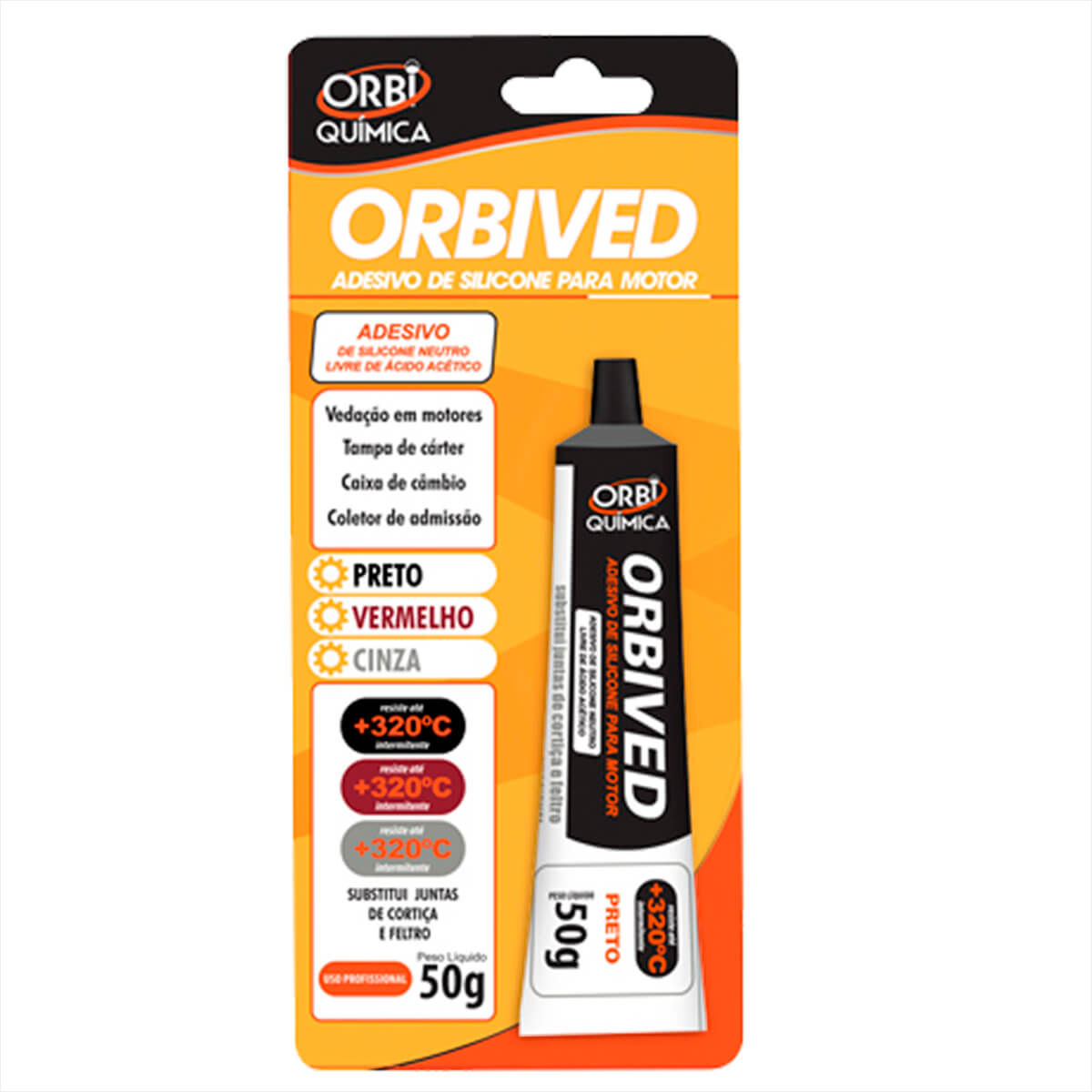 SILICONE ALTA TEMP PRETO 50G ORBI QUIMICA