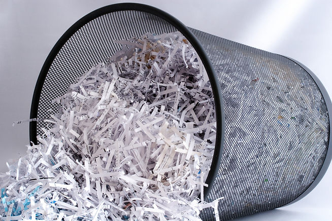 Shredded Paper in Waste Basket