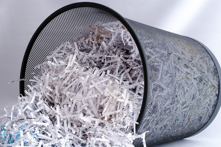 Shredded Paper in Waste Basket