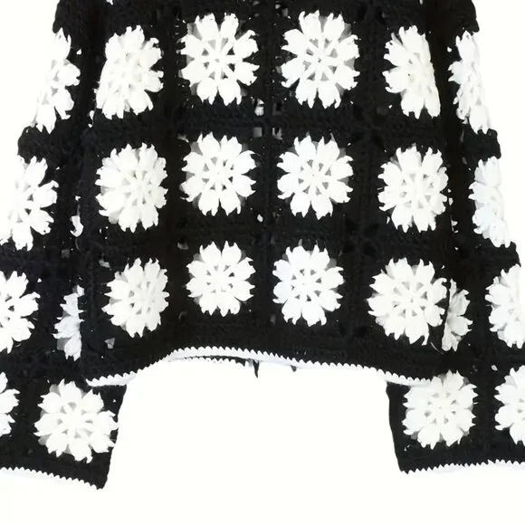 Thumbnail: Short Floral Crochet Jacket Cardigan Handmade