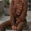 Thumbnail: Brown Multicolor Fuzzy Knit Pullover Sweater