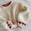 Thumbnail: White Red Knitted Hearts Pullover Sweater