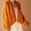 Thumbnail: Orange Handknit Mohair Short Open Front Cardigan