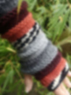 Handmade Multicolor Striped Knit Fingerless Gloves Mittens Arm Warmers