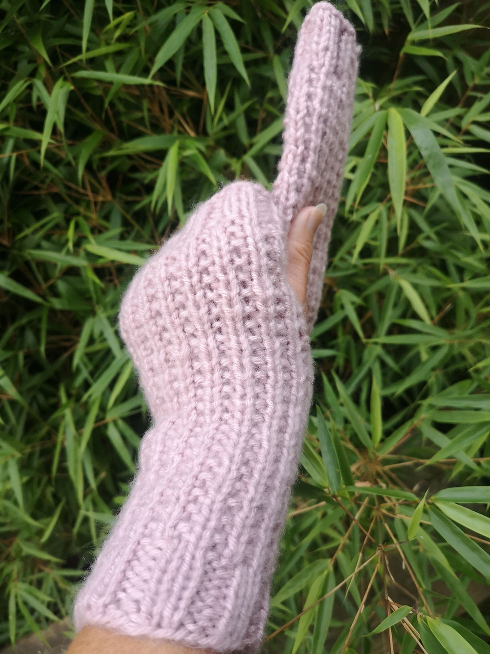 Thumbnail: Dusty Pink Handmade Fraser’s Ridge Style Fingerless Knit Gloves