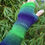 Thumbnail: Vibrant Purple Green Handmade Gloves