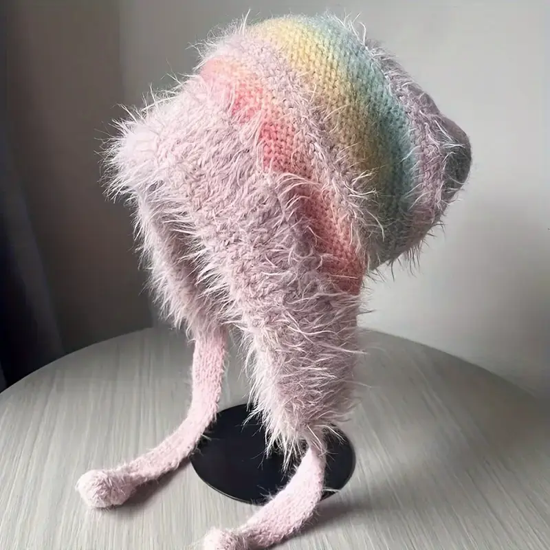 Fuzzy Soft Pink Multicolor Hat
