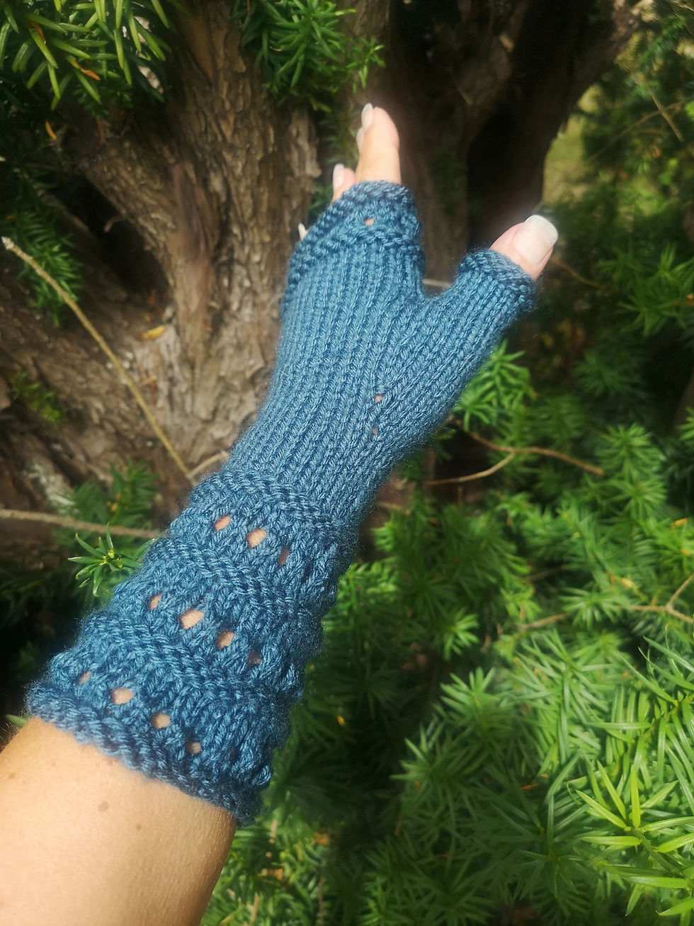 Thumbnail: Rolollo Handmade Knit Fingerless Texting Writing Gloves Mittens ArmWarmer peacock blue