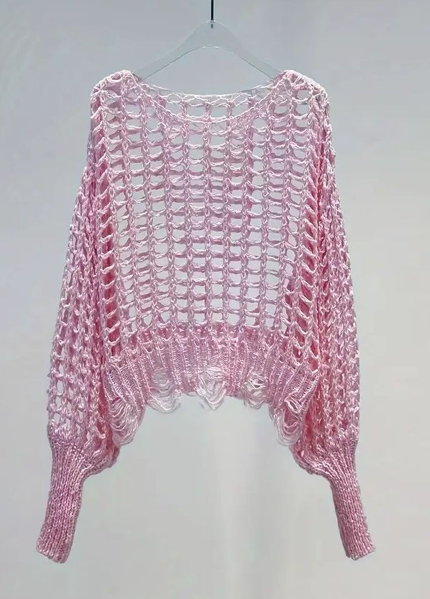 Thumbnail: Crochet Large Net Pullover Sweater CoverUp