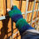 Thumbnail: Green Blue Handmade Knitted Seamless Armwarmer Gifting
