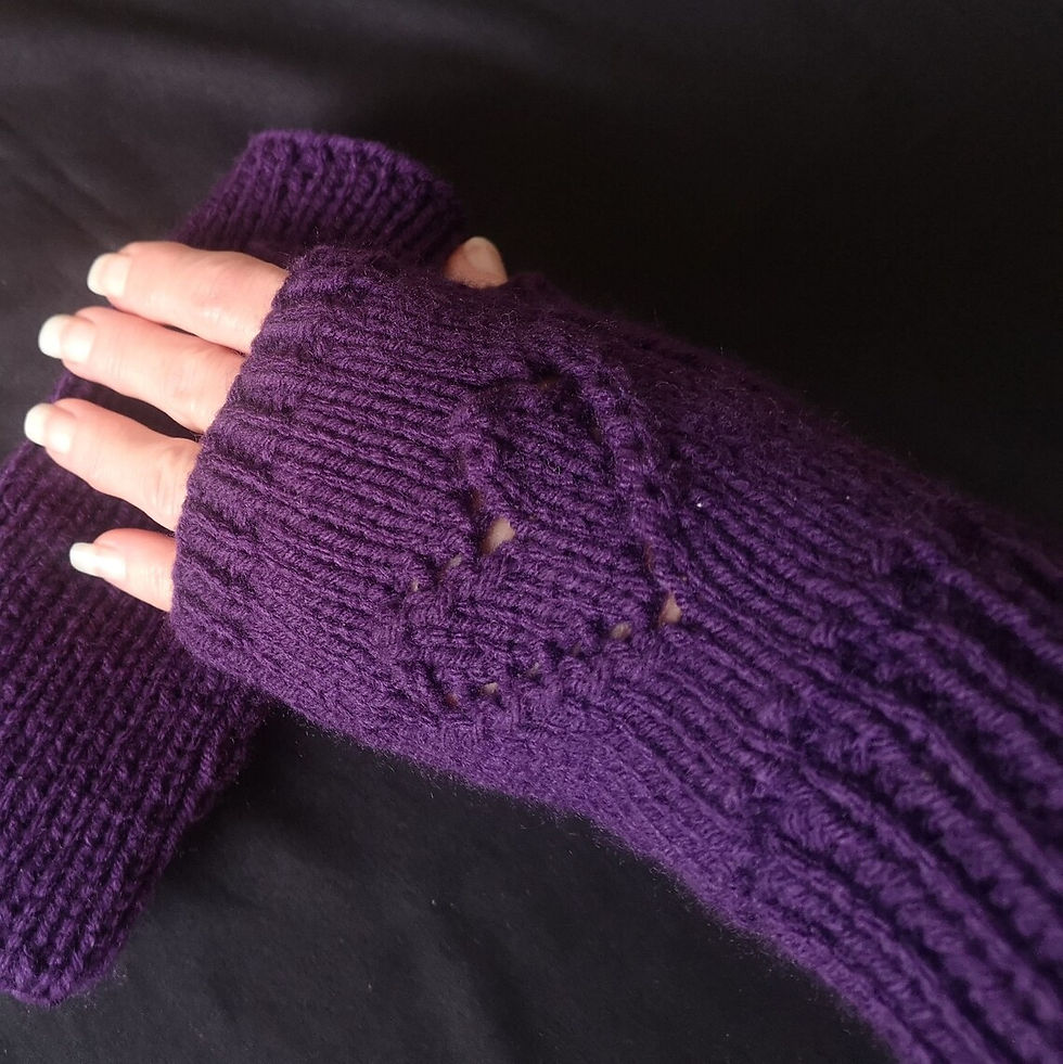 Thumbnail:  Love Valentines Ajour Heart Knit Fingerles Gloves handmade by rolollo canada