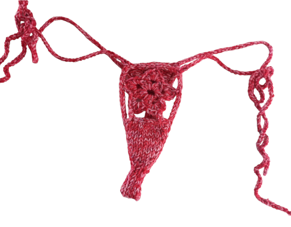 Thumbnail: Pink Floral Crochet Bikini Beachwear Bottom