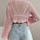 Thumbnail: Pink Long Sleeves CoverUp Crop Top