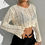 Thumbnail: Cream Crochet Crop Top With Flared Sleeves