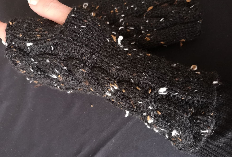 Thumbnail: Black Tweed HandKnit Fingerless Gloves made by rolollo Canada