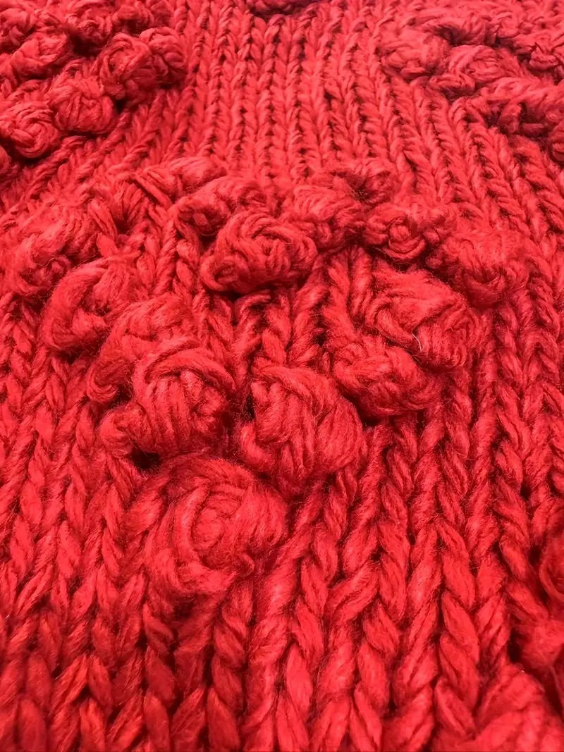 Thumbnail: Red All Over Hearts Bobble Knit Pullover Sweater