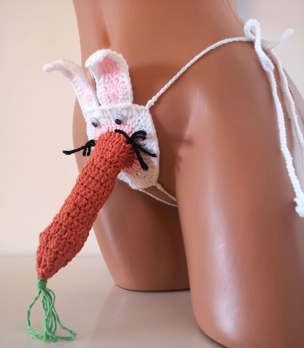 Rolollo Handmade crochet Easter bunny rabbit with carrot novelty gift for men