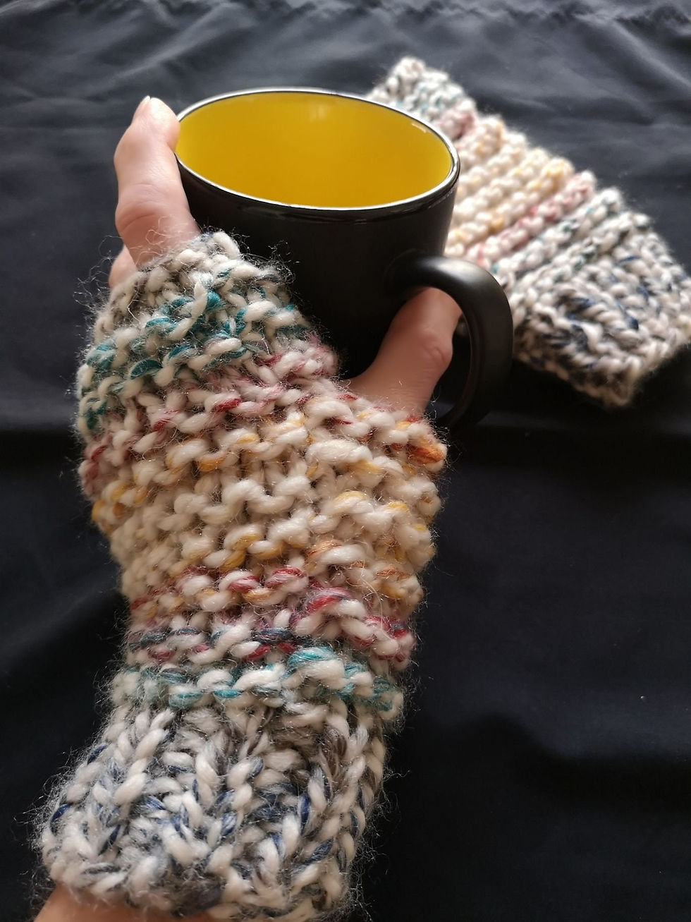 Thumbnail: Sustainable Chunky Knit Fingerless Texting Glovess