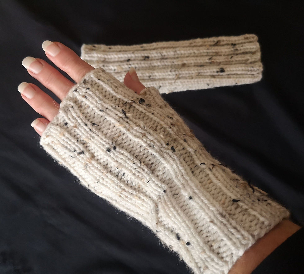 Thumbnail:  Aran Tweed Viscose Blend Hand Knit Fingerless Gloves by rolollo Canada