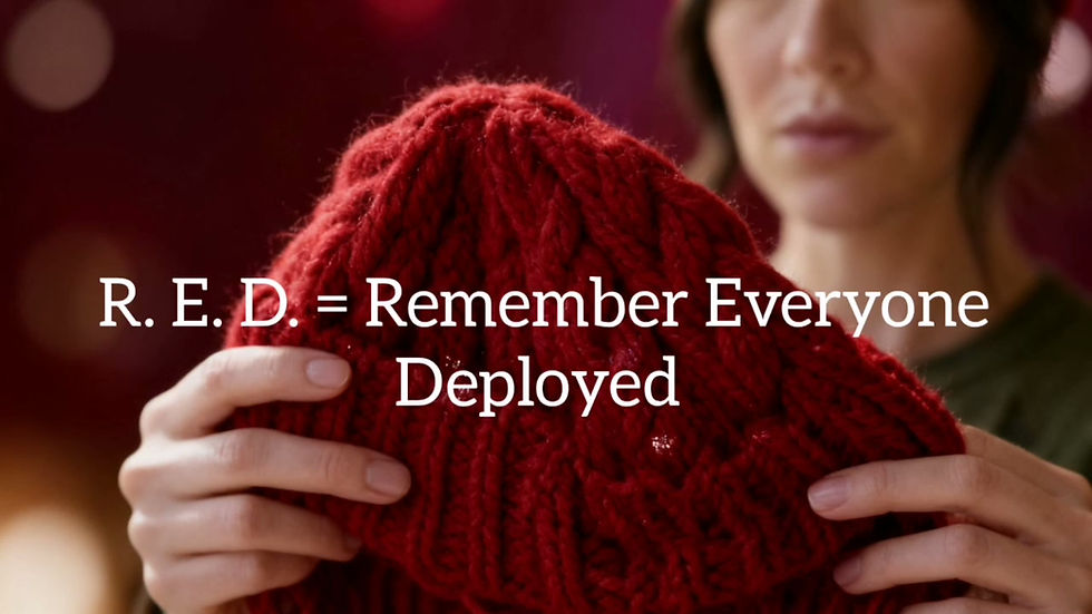 Thumbnail: R.E.D. Remember Everyone Deployed HandKnit Hat Toque Beanie