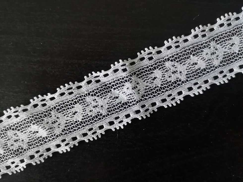 White Stretchy Narrow Elastic Lace For Sewing or DIY Crafts