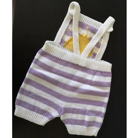Preemie Handmade Knitted Stripes and Sun Cotton Pant Jumper Jumpsuit