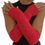 Thumbnail: : Red Silver Glitter Handmade Knitted Long Gloves