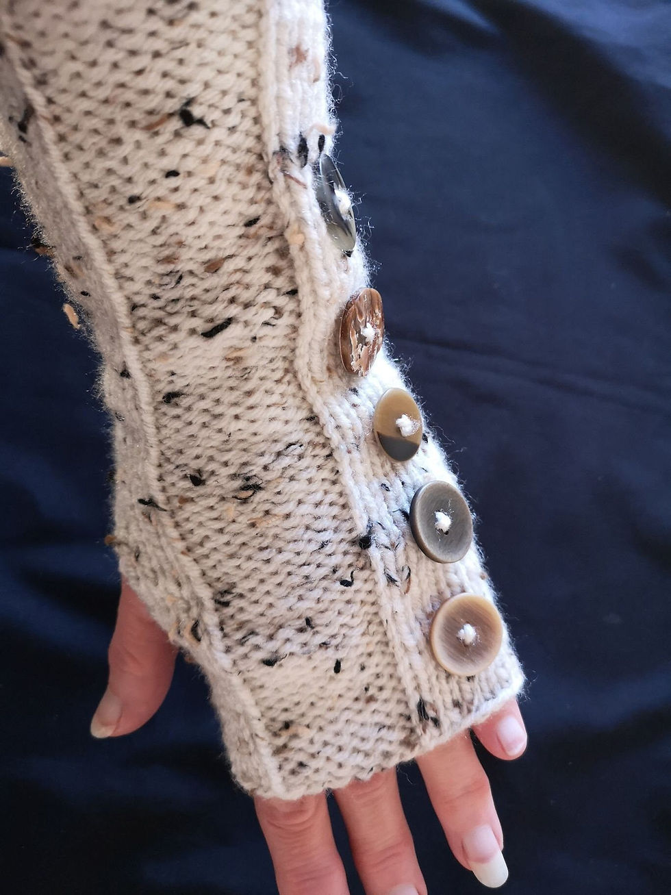Thumbnail: Creme/Brown Aran Tweed HandKnit Gloves