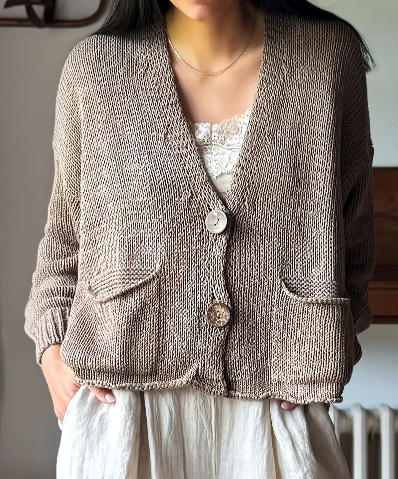 Beige Minimalist Crop Cardigan Jacket